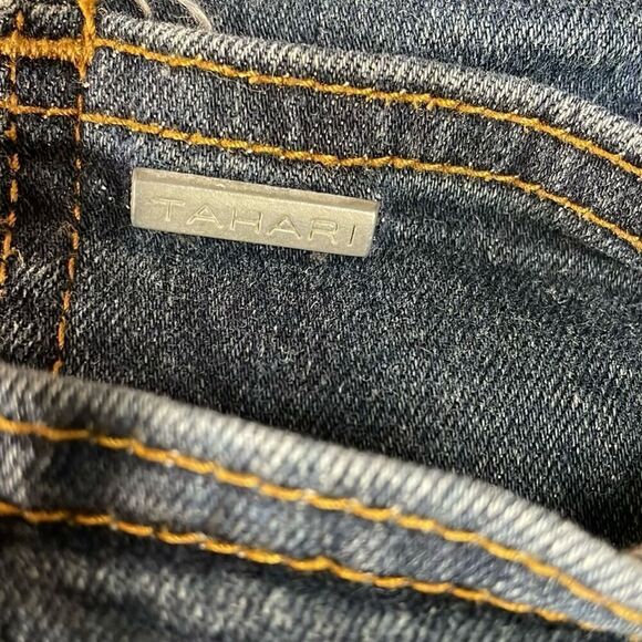 TAHARI Women’s Jean Waist 32 Blue Straight Leg Button Zip - Picture 8 of 9